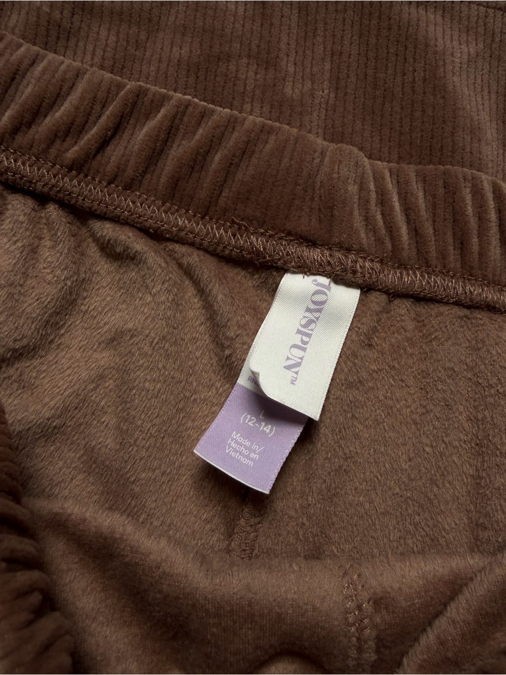 Brown Corduroy Elastic Waist Pants - Picture 4 of 4
